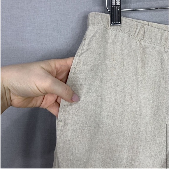 J. Jill Womens Pant Small Petite Beige Love Linen Elastic Waist Crop Lagenlook - Picture 5 of 13